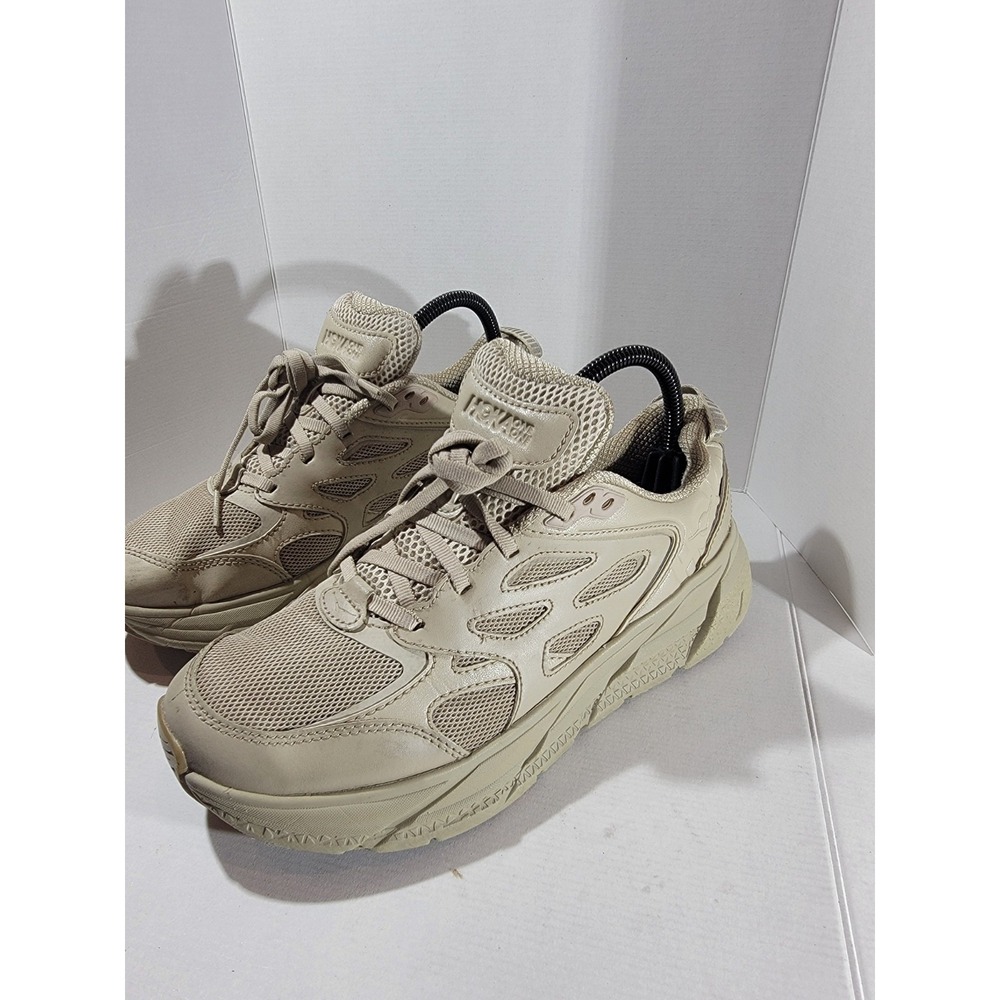 Hoka Clifton L Running Sneakers Beige Leather/Mesh Unisex Size W8.5/ M7.5 Shoes